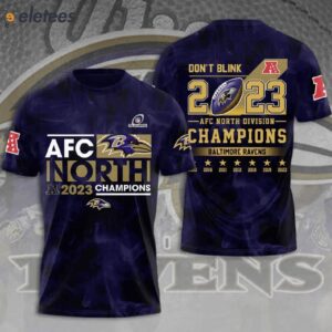 Ravens 2023 AFC North Division Champions Dont Blink 3D Shirt