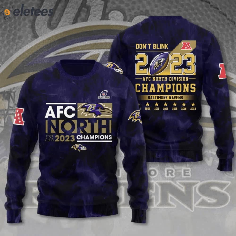 Ravens 2023 AFC North Division Champions Don't Blink 3D Shirt
