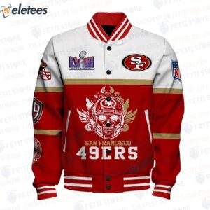 Skull Super Bowl LVIII Damn Right I Am A 49ers Win Or Lose Varsity Jacket1