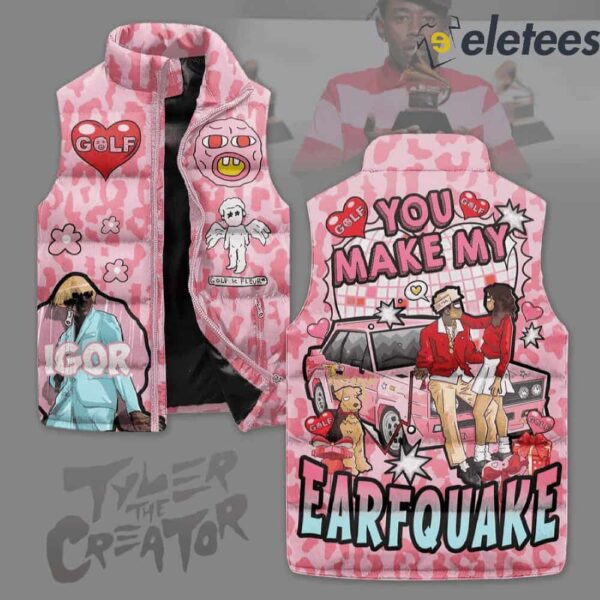 Tyler The Creator Golf You Make My Earfquake Valentine Puffer Vest