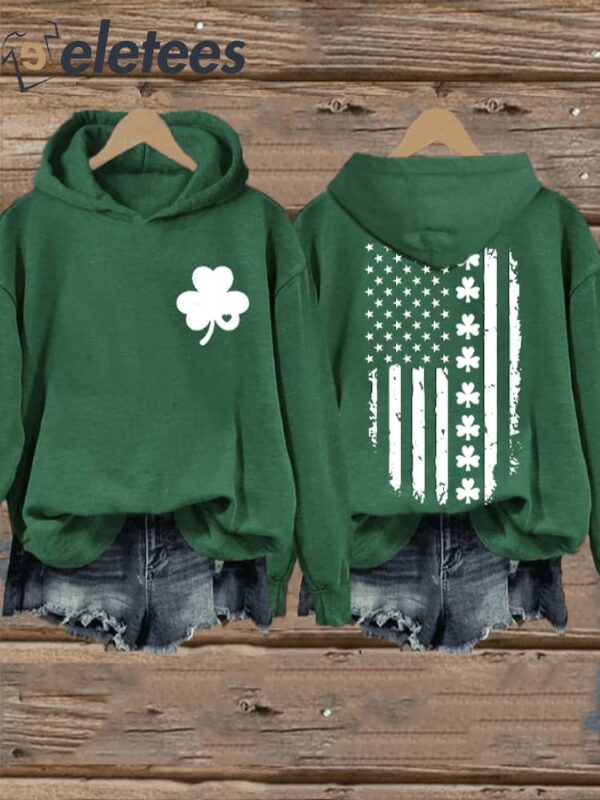 Women’s St. Patrick’s Day Flag Shamrock Hooded Sweatshirt
