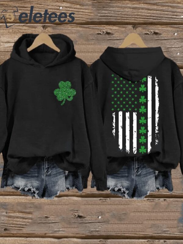 Women’s St. Patrick’s Day Flag Shamrock Hooded Sweatshirt