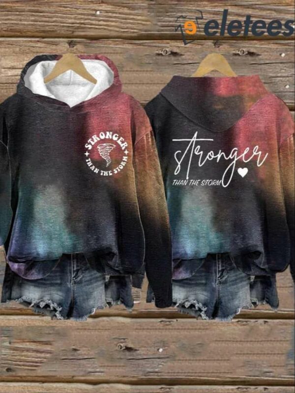 Women’s Stronger Than The Storm Print Casual Hoodie