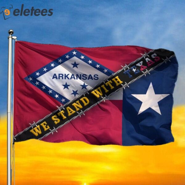 Arkansas We Stand With Texas Border Razor Wire Flag