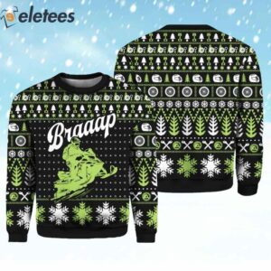 Braaap Snowmobile Ugly Christmas Sweater 3