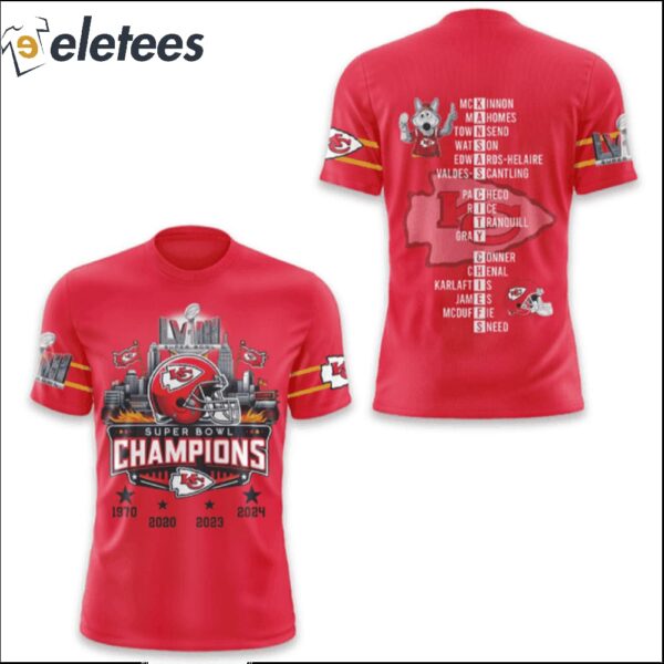 Chiefs Super Bowl LVIII 2024 4-Time Champions Shirt