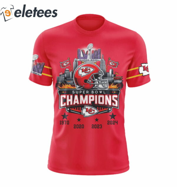 Chiefs Super Bowl LVIII 2024 4-Time Champions Shirt