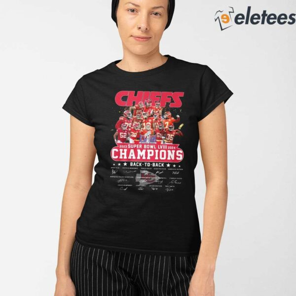 Chiefs Super Bowl LVIII Champions Back To Back Signature Shirt