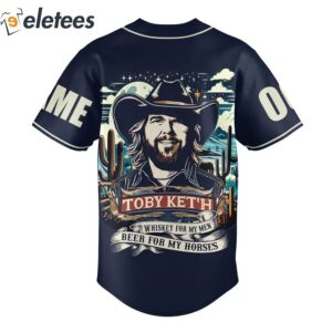 Country Music Legend Toby Keith Whiskey For My Men Beer For My Horses Baseball Jersey 3