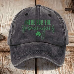 Funny St. Patrick’s Day Here For The Shenanigans Shamrock Hat
