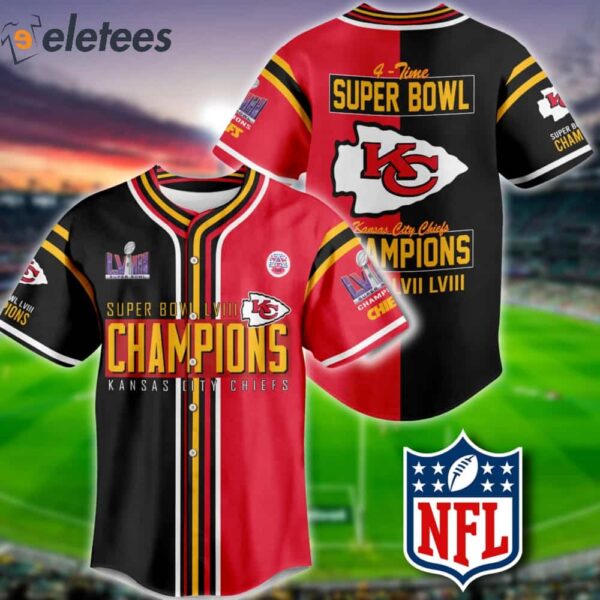 KC Chiefs 4-Time Super Bowl Champions Baseball Jersey