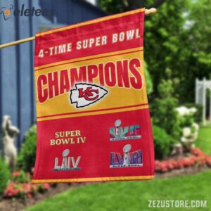 KC Chiefs 4 Time Super Bowl Champions Flag 2024 2