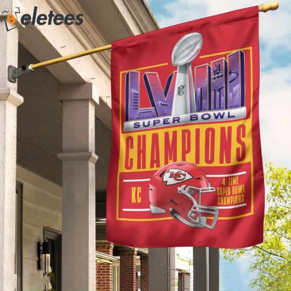 KC Chiefs 4X Super Bowl Champion 2024 Flag