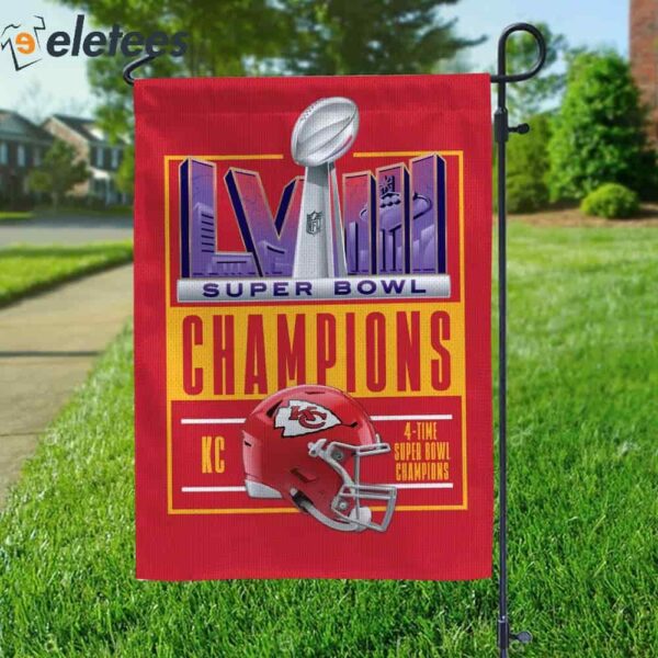 KC Chiefs 4X Super Bowl Champion 2024 Flag