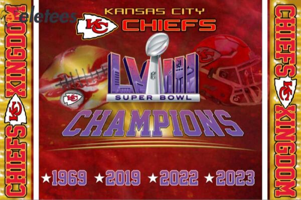 KC Chiefs Four-Time Super Bowl Champions Flag 2024