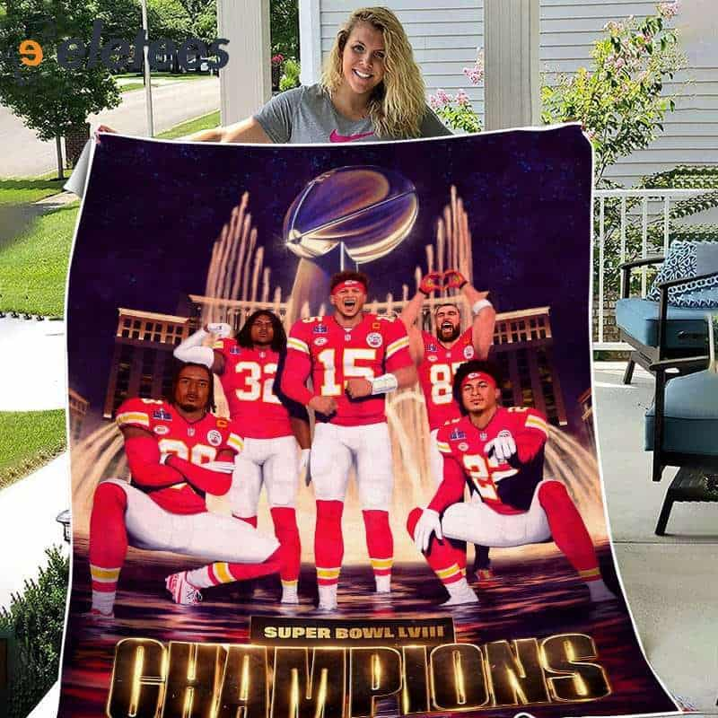 KC Chiefs Super Bowl 2024 Champions Fleece Blanket