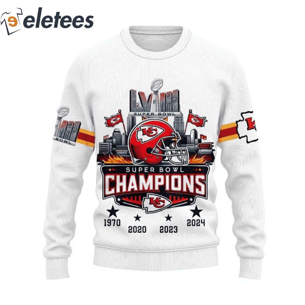 KC Chiefs Super Bowl LVIII 4-Time Champions 3D Sweatshirt