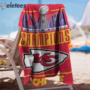 KC Chiefs Super Bowl LVIII Champion Beach Towel2