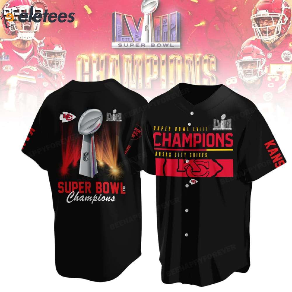 KC Chiefs Super Bowl LVIII Champs All Over Printed Baseball Jersey 2024