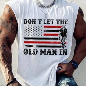 Mens Dont Let The Old Man In Print Casual Tank Top1