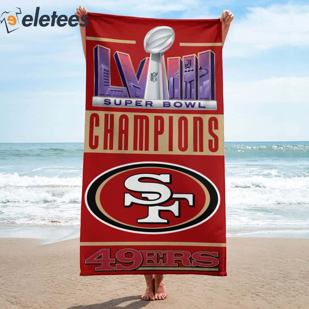 SF 49ers Super Bowl LVIII Champion Beach Towel