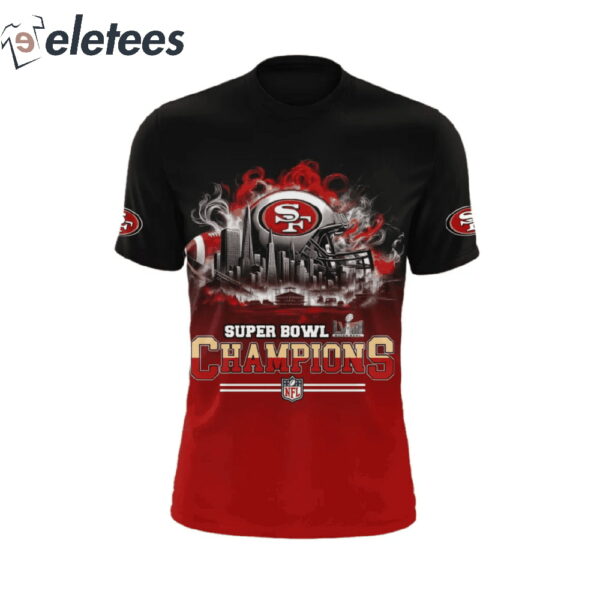 SF 49ers Super Bowl LVIII Champions 3D Shirt