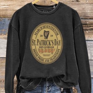 St Patricks Day Oval label Art Design Print Casual Sweatshirt