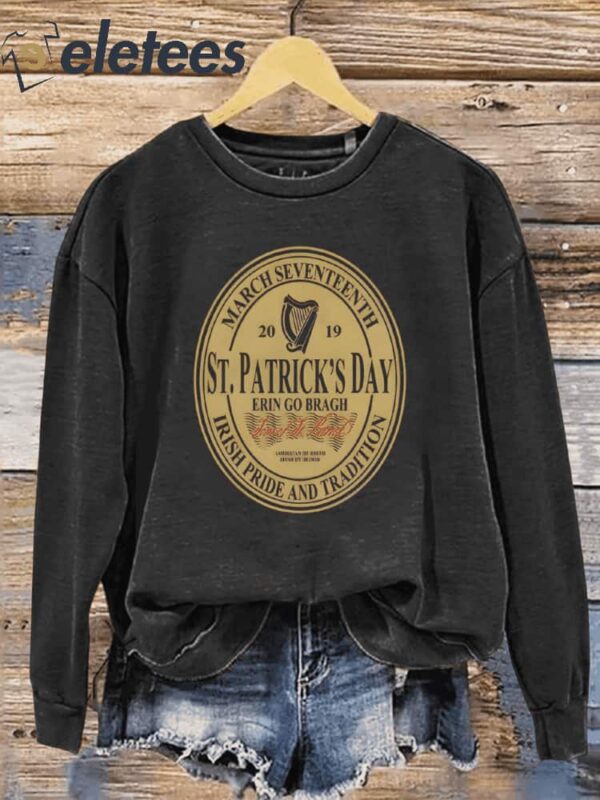 St. Patrick’s Day Oval label Art Design Print Casual Sweatshirt