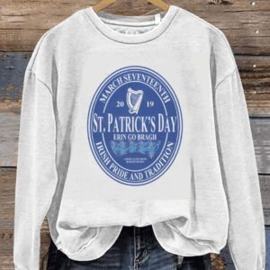 St Patricks Day Oval label Art Design Print Casual Sweatshirt1