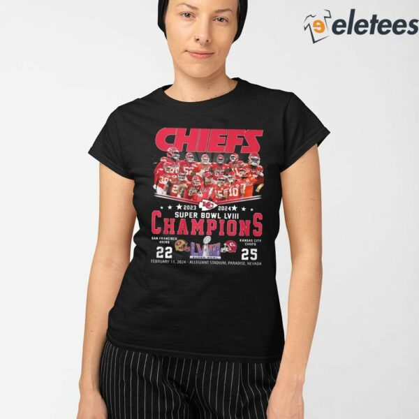 Super Bowl LVIII Champions 49ers 22-25 Chiefs Shirt
