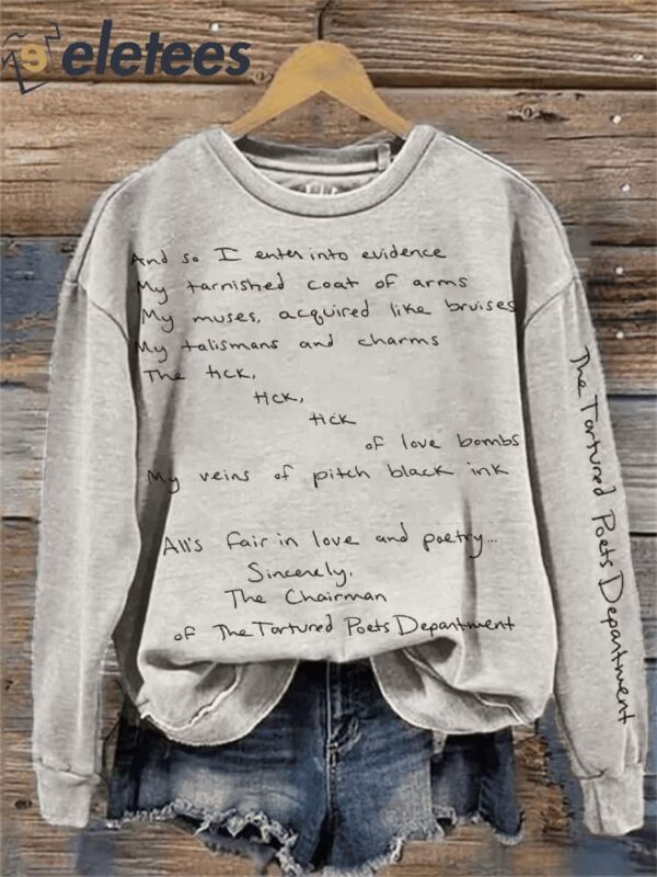 The Tortured Poets Department Inspired Washed Sweatshirt