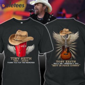 Toby Keith 1961 2024 Thank You For The Memories RIP Cowboy Double Sided Shirt 1