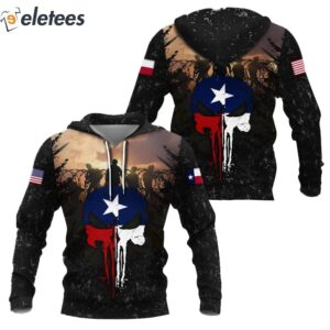 USA I Stand With Texas Flag Skull Hoodie 2