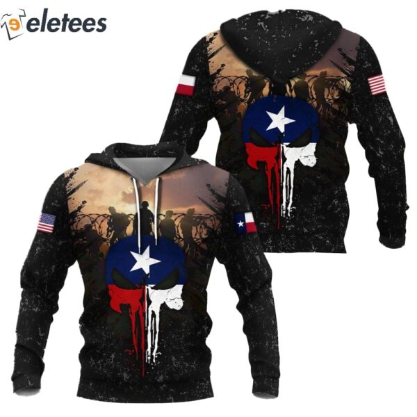 USA I Stand With Texas Flag Skull Hoodie