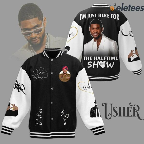 Usher I Just Here For The Halftime Show Super Bowl LVIII Baseball Jacket