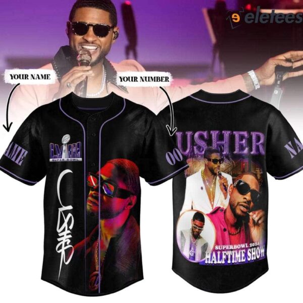 Usher Super Bowl 2024 Halftime Show Custom Name Baseball Jersey