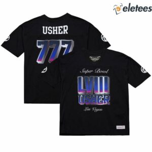 Usher Super Bowl LVIII Collection Mitchell & Ness Black Triple Seven Legacy Jersey Shirt