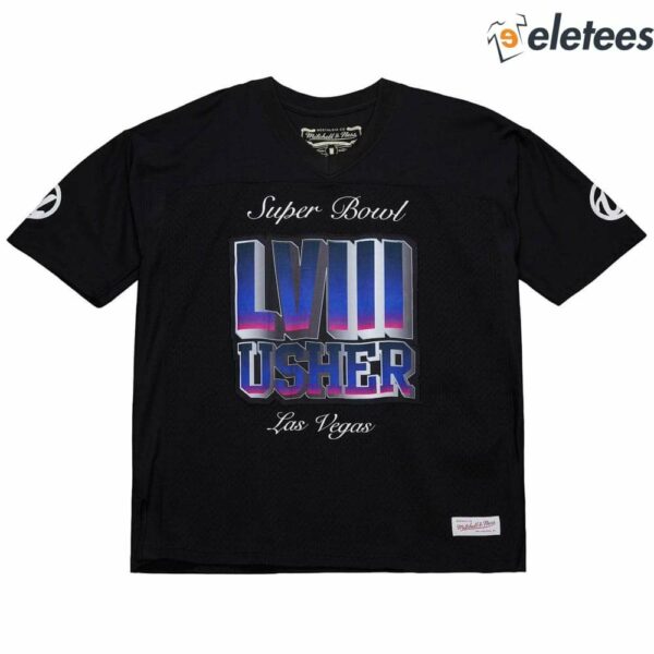 Usher Super Bowl LVIII Collection Mitchell & Ness Black Triple Seven Legacy Jersey Shirt