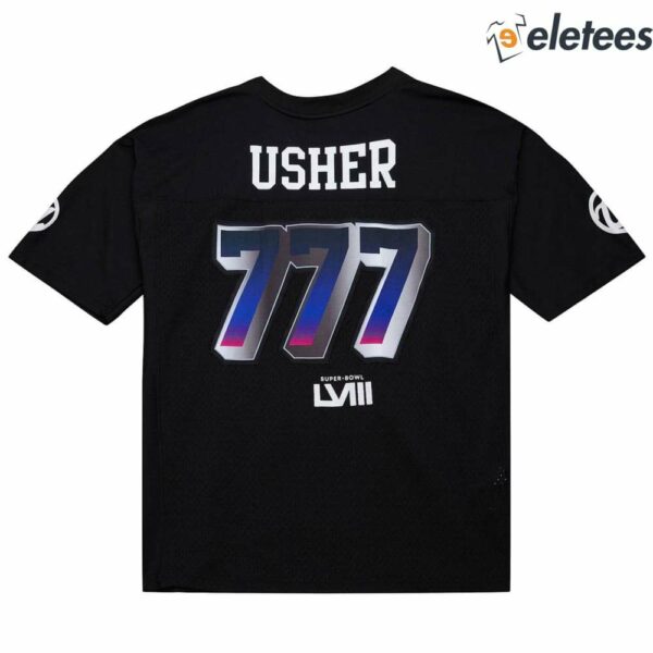 Usher Super Bowl LVIII Collection Mitchell & Ness Black Triple Seven Legacy Jersey Shirt