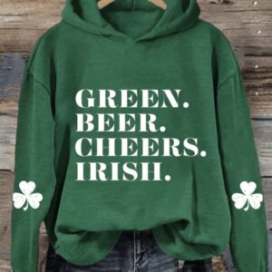 WomenS Green Beer Cheers Irish St Patricks Day Print Casual Hoodie