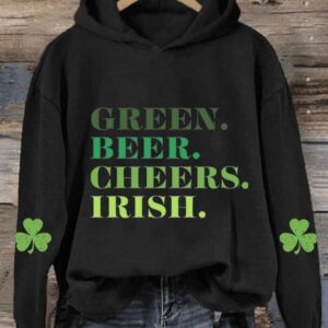 WomenS Green Beer Cheers Irish St Patricks Day Print Casual Hoodie2