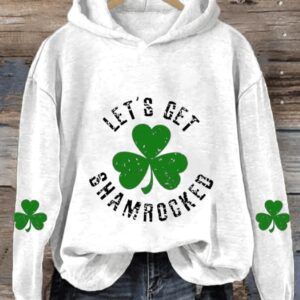 WomenS Lets Get Shamrocked St Patricks Day Print Casual Hoodie1 1