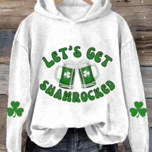 WomenS Lets Get Shamrocked St Patricks Day Print Casual Hoodie1
