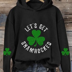 WomenS Lets Get Shamrocked St Patricks Day Print Casual Hoodie2 1