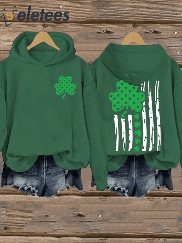 Women’S St Patrick’s Day Flag Print Casual Hoodie