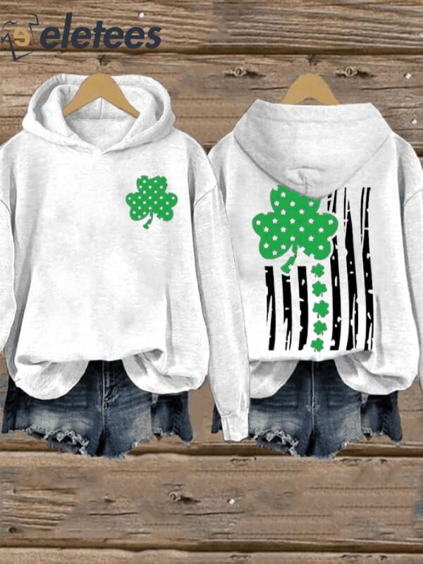 Women’S St Patrick’s Day Flag Print Casual Hoodie