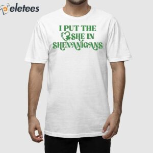 Womens Funny St Patricks Day I Put The She In Shenanigans Casual Hoodie 2