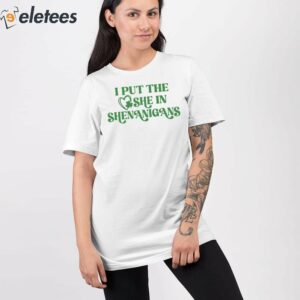 Womens Funny St Patricks Day I Put The She In Shenanigans Casual Hoodie 3