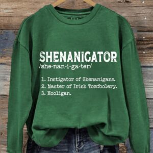 Womens Funny St Patricks Day Shenanigator Shamrock Casual Sweatshirt