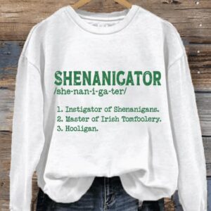 Womens Funny St Patricks Day Shenanigator Shamrock Casual Sweatshirt1